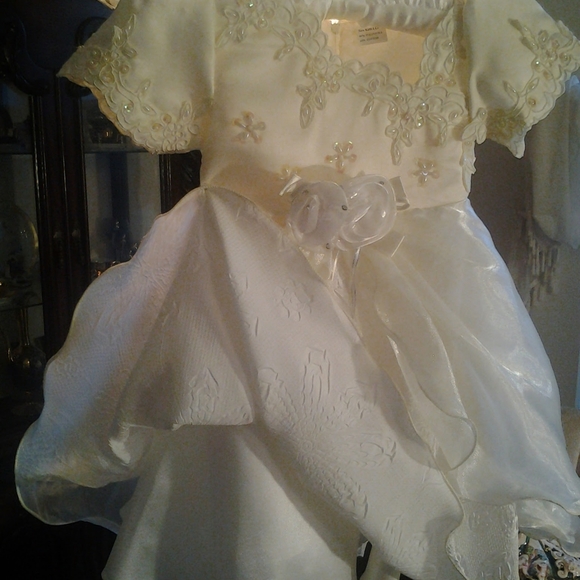 NEW LLC LITTLE GIRLS EGGSHELL DRESS SEED BEADED 3T - Picture 4 of 7